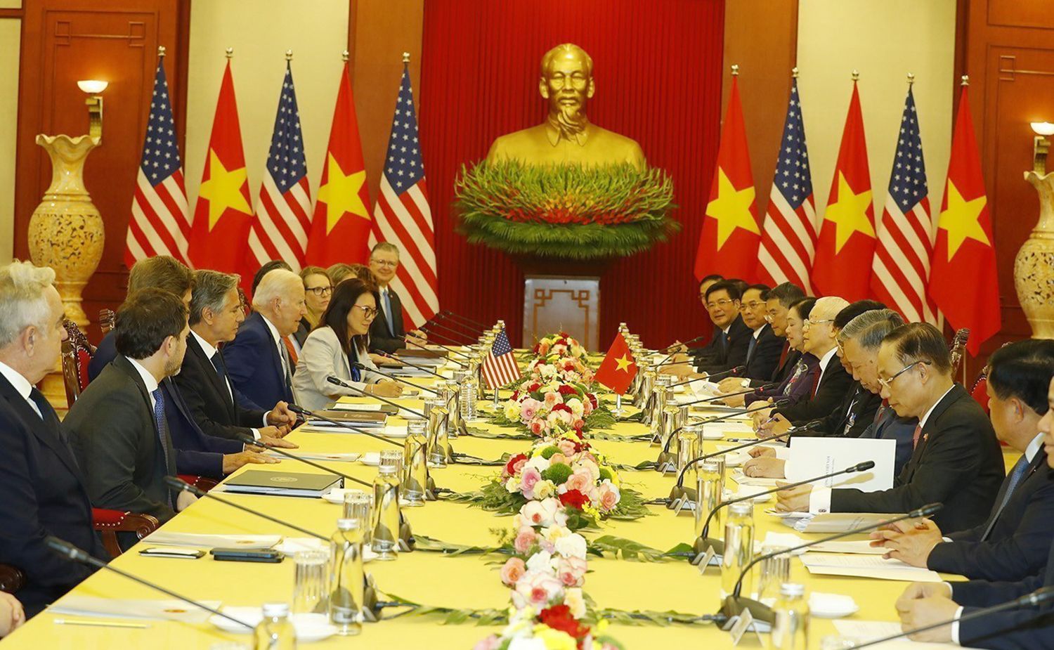 Tổng Bí thư Nguyễn Phú Trọng hội đàm với Tổng thống Hoa Kỳ Joe Biden, ngày 10/9/2023. (Ảnh: TTXVN)